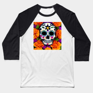 Sugar Skull Marigolds Baseball T-Shirt